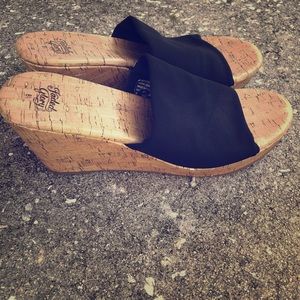Black wedge sandals for sale